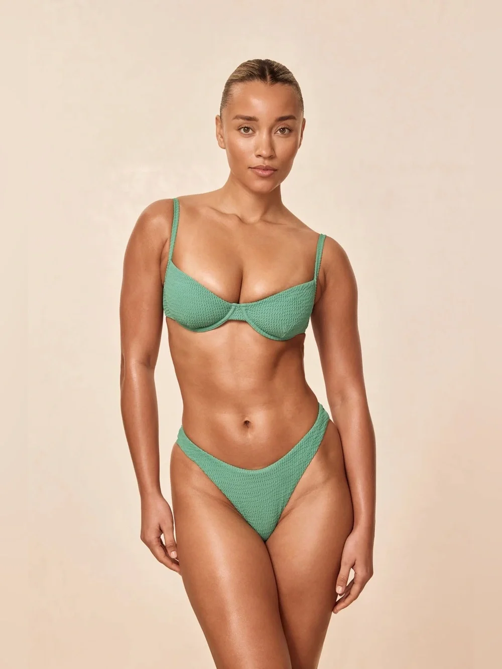 Monday Swimwear Capri Bikini Top + Byron Bottoms in Pond Crinkle New with Tags!
